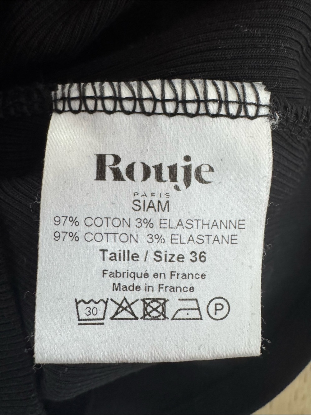 Rouje Paris SIAM black ribbed knit square neck tee 36 - Picture 6 of 6